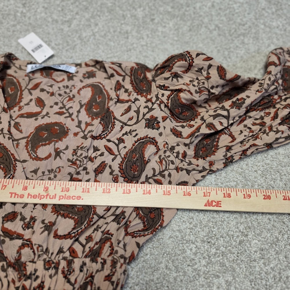 Lusana Anthropologie Smocked Prairie Paisley Boho Midi Dress XS NWT Cottagecore - Picture 10 of 14